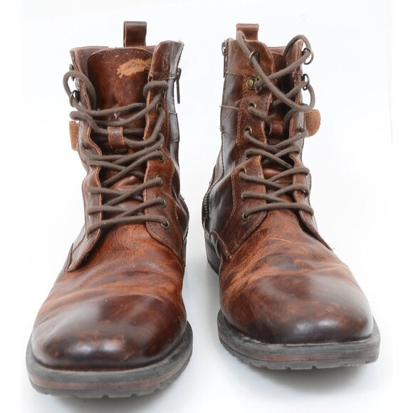 Aston Grey Rockcastle 2 Brown Leather Lace-up Buckle Combat Moto Boots Men's 13 - Picture 5 of 11